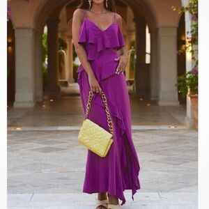 ZARA Elegant Purple Ruffle Dress NEW w/Tags sz M